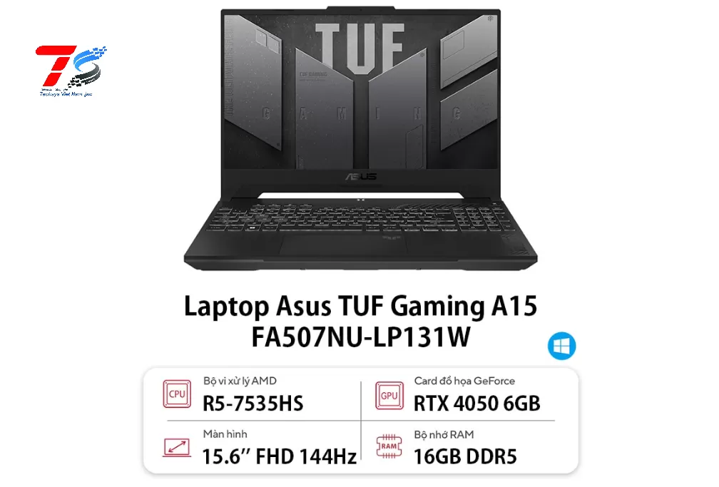 Laptop ASUS TUF Gaming A15 FA507NV-LP046W (Ryzen™ 7-7735HS | 8GB | 512GB | RTX™ 4060 8GB | 15.6-inch FHD 144Hz | W11H| Jaeger Gray)